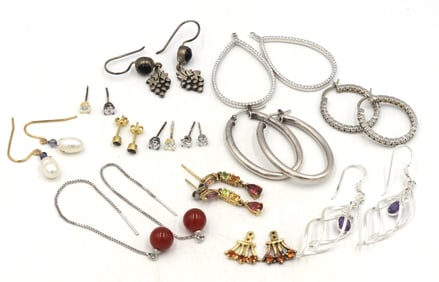 Group lot of Vintage 925 sterling silver earrings