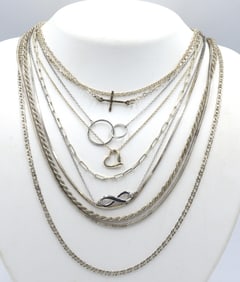 Group lot of 10 vintage 925 sterling silver necklaces