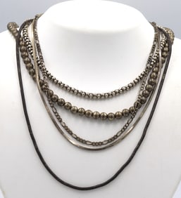 Group lot of Vintage 925 sterling silver necklaces