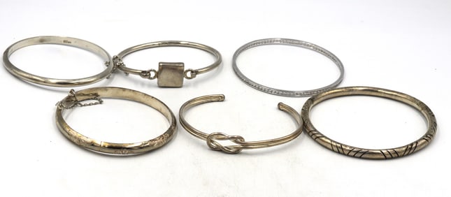 Group lot of Vintage 925 sterling silver signed bangles