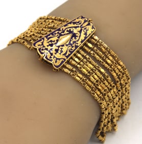 20kt Yellow gold Enameled accent multi row bracelet