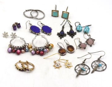 14 Pairs of Vintage 925 sterling silver earrings