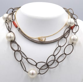 Group lot of 3 Vintage 925 sterling silver necklaces