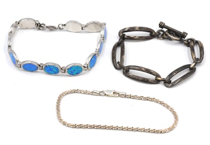 Vintage 925 sterling silver group lot of 3 bracelets