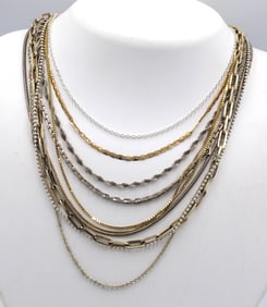 Vintage 925 sterling silver group lot of 10 necklaces