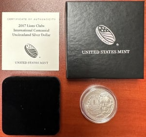2017 Lion Clubs US Mint International Centennial Silver Dollars