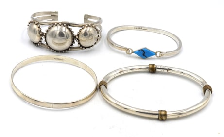Group lot of Vintage 925 sterling silver bangles