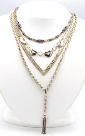 Group lot of 4 necklaces in 925 sterling silver