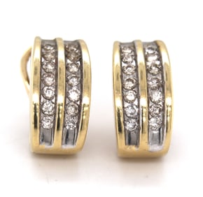 14kt Yellow gold diamond huggie