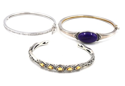 Lot of 3 Vintage 925 sterling silver bangles
