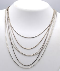 Vintage 925 sterling silver group lot of 7 chains