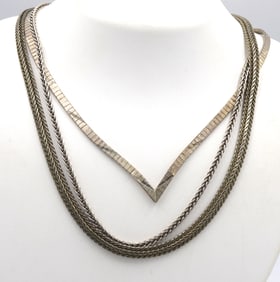 Group lot of 3 Vintage Italian 925 sterling silver necklaces