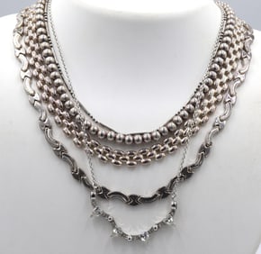 Group lot of 3 Vintage  925 sterling silver necklaces