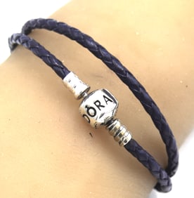 Pandora braided double wrap leather bracelet