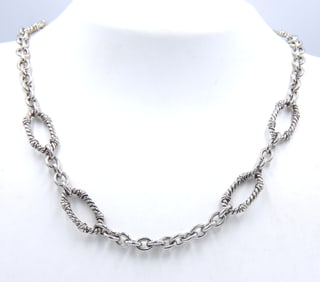 Judith Ripka 925 sterling silver oval link necklace