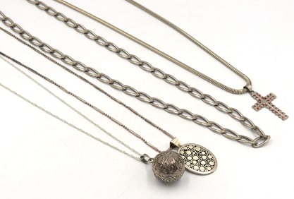 Group lot of 3 Italian Vintage 925 sterling silver necklaces