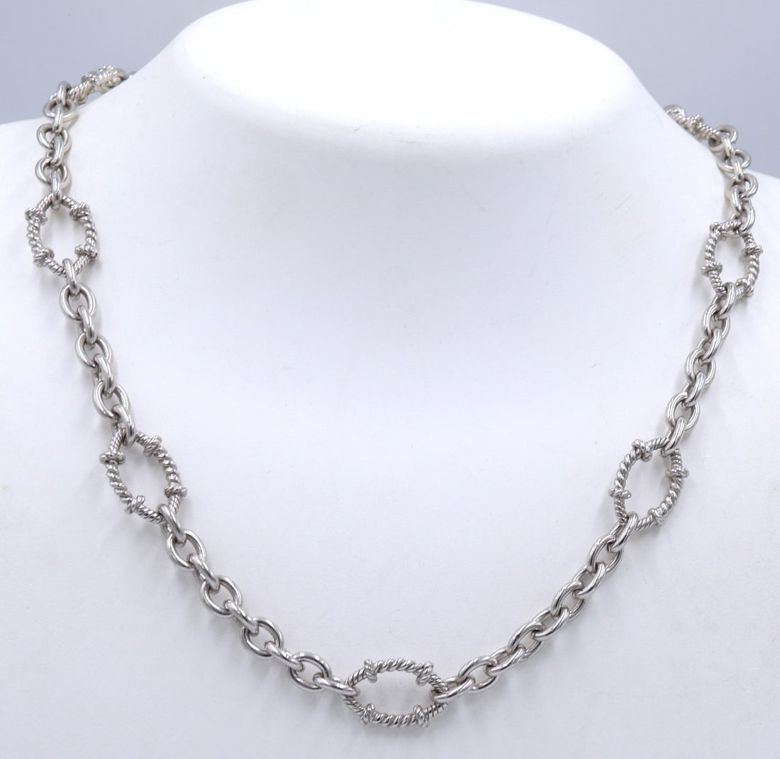 Judith Ripka 925 sterling silver link necklace with charm (1 of 5)
