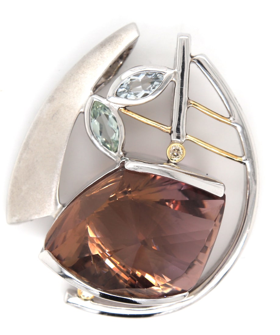 925 Sterling silver Abstract quartz pendant (1 of 4)