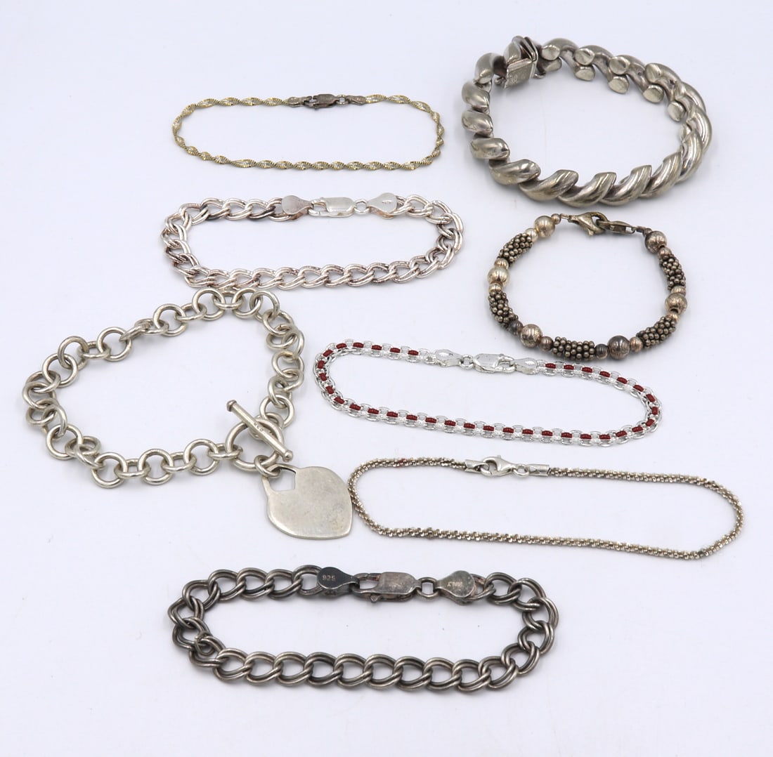 Group lot of Vintage 925 sterling silver bracelets (1 of 13)