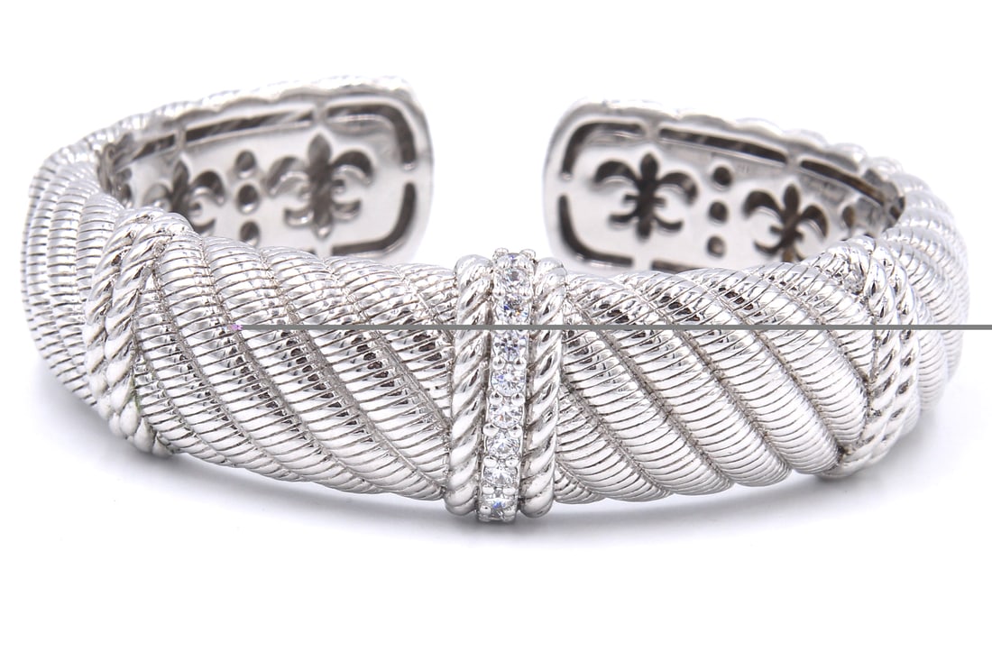 Vintage Judith Ripka CZ wide cuff bangle (1 of 7)