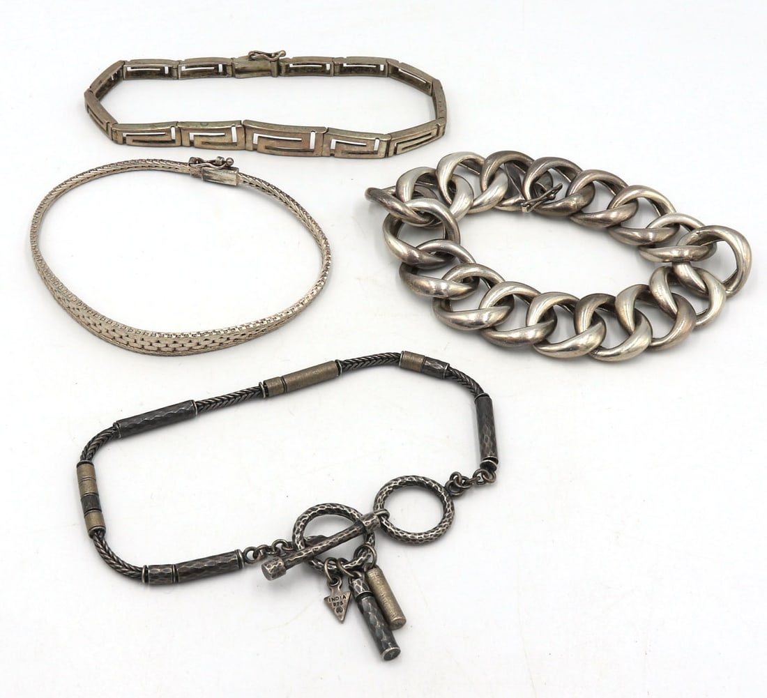 Group lot of Vintage 925 sterling silver bracelets (1 of 9)