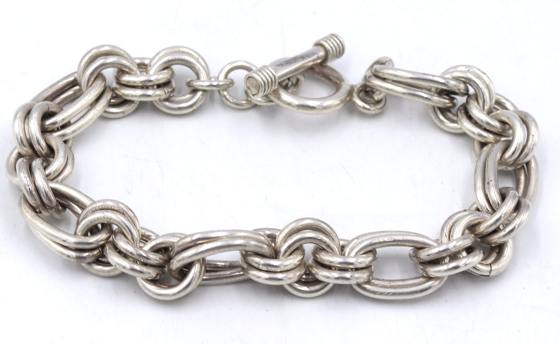 Vintage 925 sterling silver Rolo bracelet with toggle clasp (1 of 4)