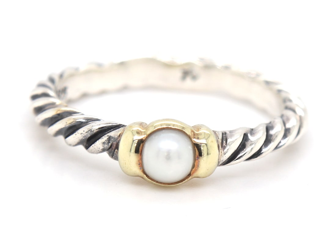 David Yurman 2 tone pearl ring (1 of 4)