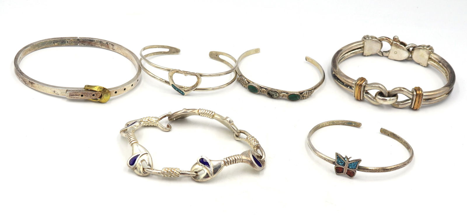 Group lot of 6 Vintage 925 sterling silver bangles (1 of 14)