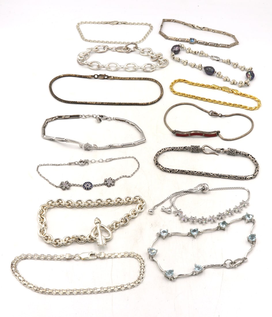 Vintage 925 sterling silver lot of 14 bracelets (1 of 20)