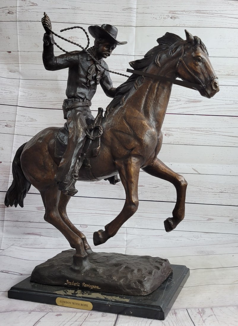 Cowboy with Rope Bronze Sculpture (1 of 9)