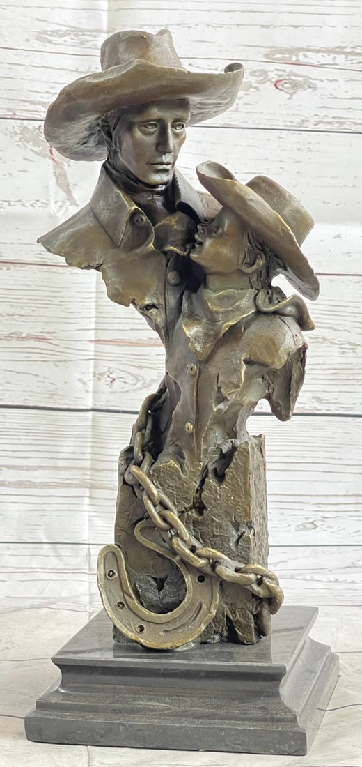 Just Like Papa Western Cowboy Boy Bronze Sculpture (1 of 6)