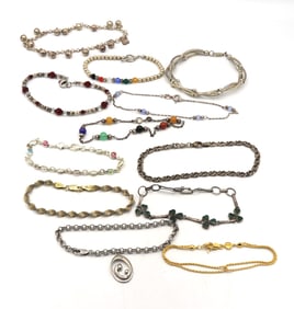 Group lot of 12 Vintage 925 sterling silver bracelets