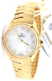 Ebel Sport classic 18kt Yellow gold case with 47 diamonds with mother of pearl dial ladies watch