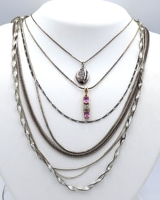 Group lot of 8 Vintage 925 sterling silver necklaces