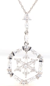 925 Sterling silver snow flake crystal pendant on chain