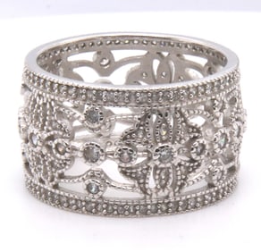 Sterling Silver Cubic Zirconia Wide Band