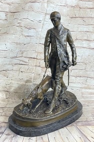 Fox Hunt Club Scent Hound Dog Hunter Bronze Sculpture
