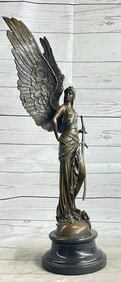 Female Knight Warrior with Sword Bronze Sculpture