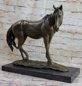 Mene Racing Horse Bronze Sculpture
