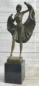Arabian Girl With Lifting Skirt On Rug Bronze Sculpture