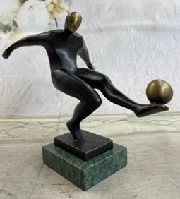 Modernist of Soccer Player Bronze Sculpture