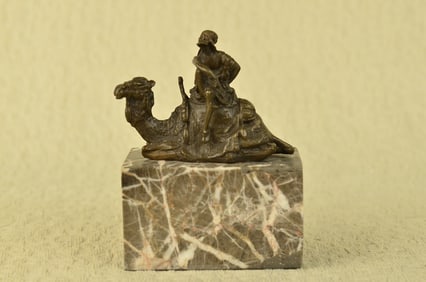 Arab Man Camel Rider Bronze Sculpture