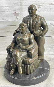 Woman and Man Portrait Bronze Sculpture