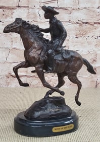 Man Riding Horse Bronze Figurine