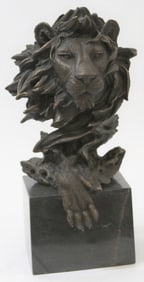 African Lion Bust Bronze Sculpture