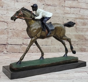Jockey Riding Horse Bronze Statue