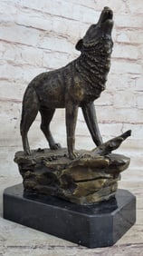 Howling Wolf to the Moon Bronze Sculpture