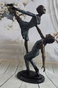 Ballerina Bronze Statue on Marble Base Sculpture