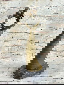 Male and Female Kissing Bronze Sculpture Marble Base Figurine