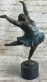 Ballerina Bronze Statue on Marble Base Sculpture